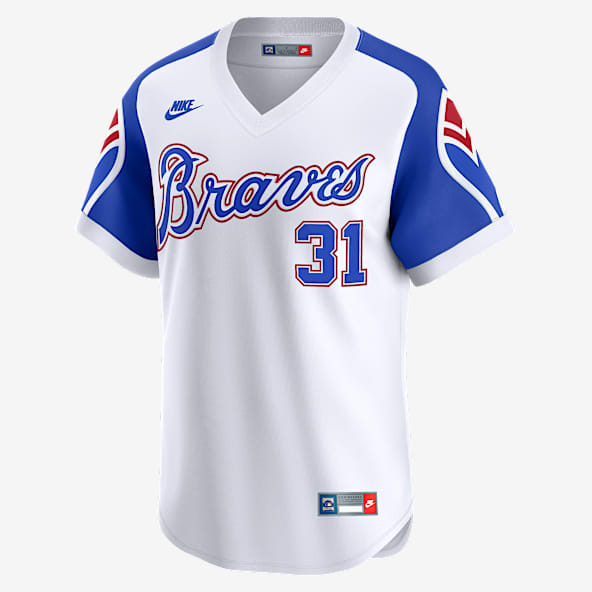 Mens TRUE FAN SPORTSWEAR Braves #10 Jones MLB Jersey Blue L